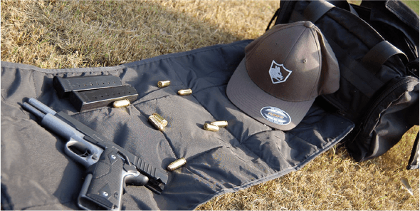 lynx range bag, outdoors showing the shooting mat