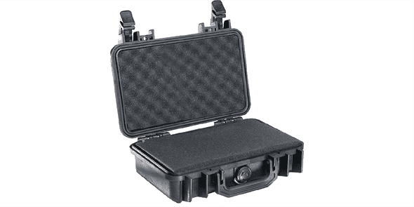 pelican case open with gun in it